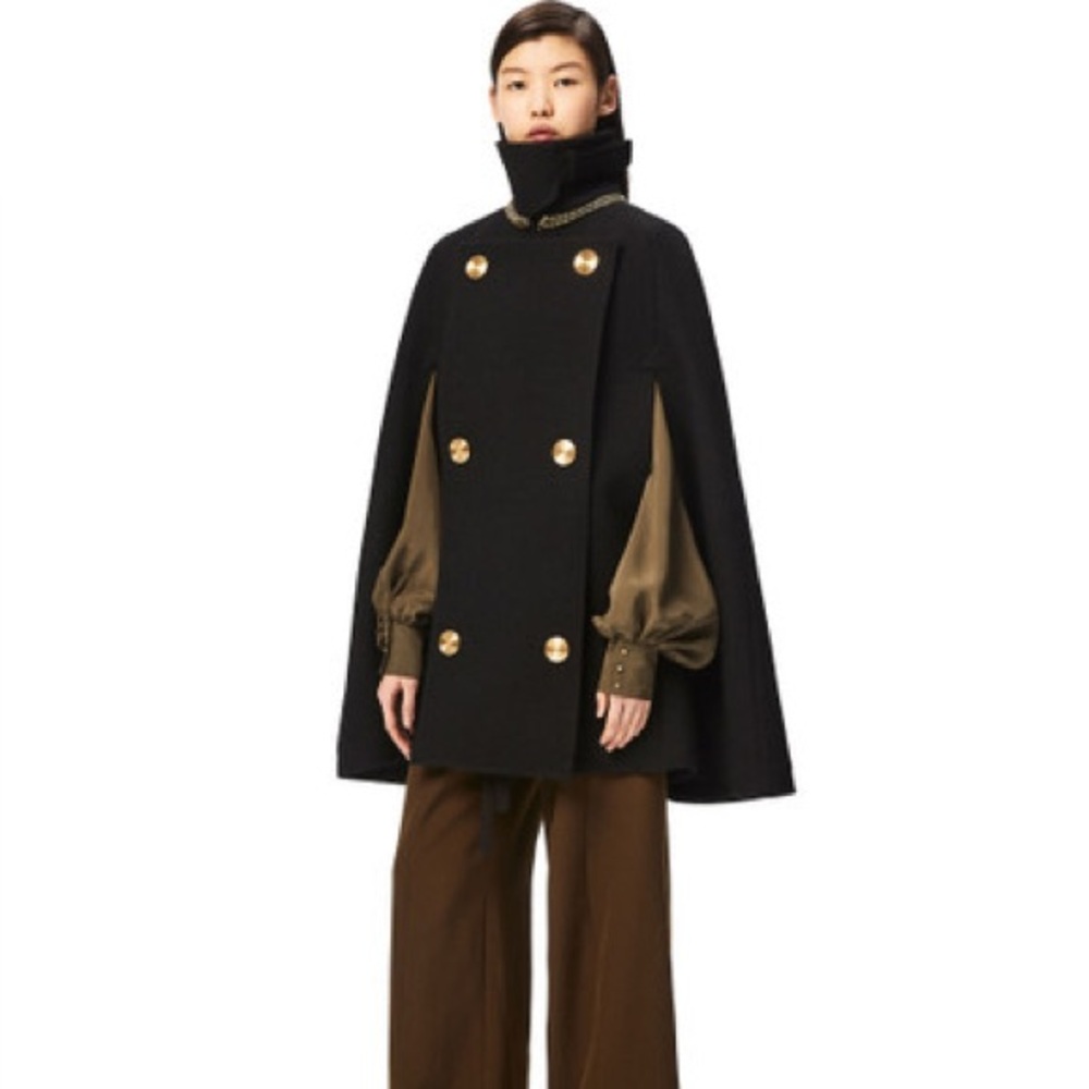 Black Loewe wool military cape - Picture 2 of 12